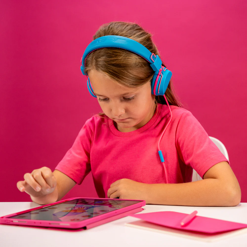 JBuddies Studio On-Ear Kids Wired Headphones Blue/Pink - Image 6